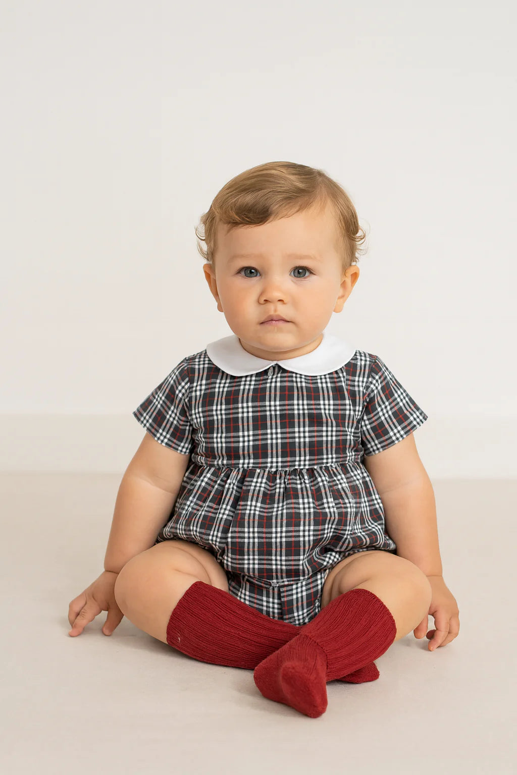 Pukatuka Boys Plaid Romper