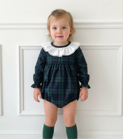 Pukatuka Green Plaid Romper