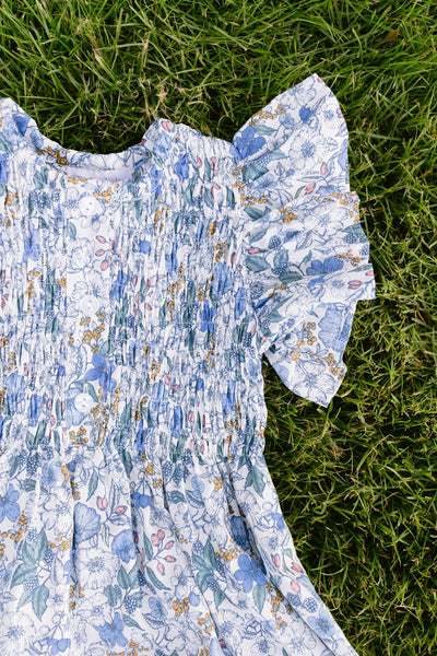 Pukatuka Blue Liberty Flutter Dress- Exclusive