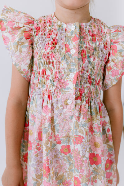 Pukatuka Pink Liberty Flutter Sleeve Dress