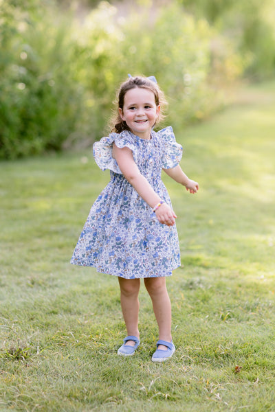 Pukatuka Blue Liberty Flutter Dress- Exclusive