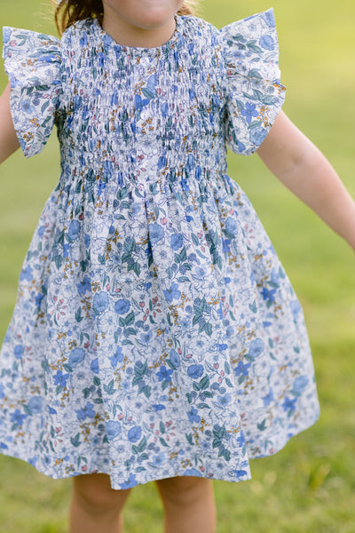 Pukatuka Blue Liberty Flutter Dress- Exclusive