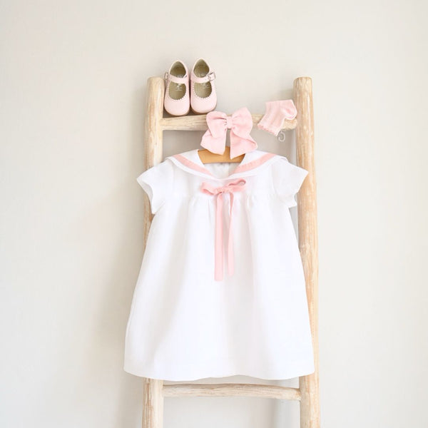 Pukatuka Sailor Dress/Romper White/Pink