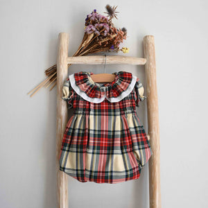 Pukatuka Holiday Plaid Short Sleeve Romper