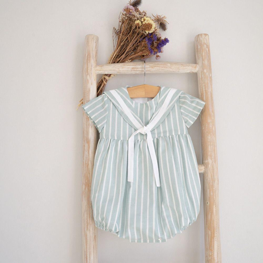 Pukatuka Green Stripes Sailor Romper