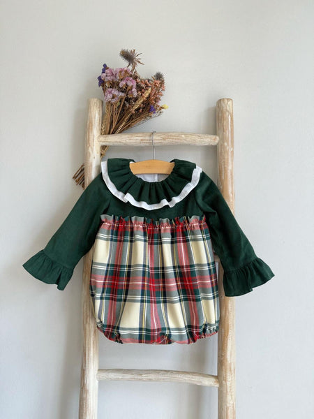 Pukatuka Cord & Tartan Girls Romper