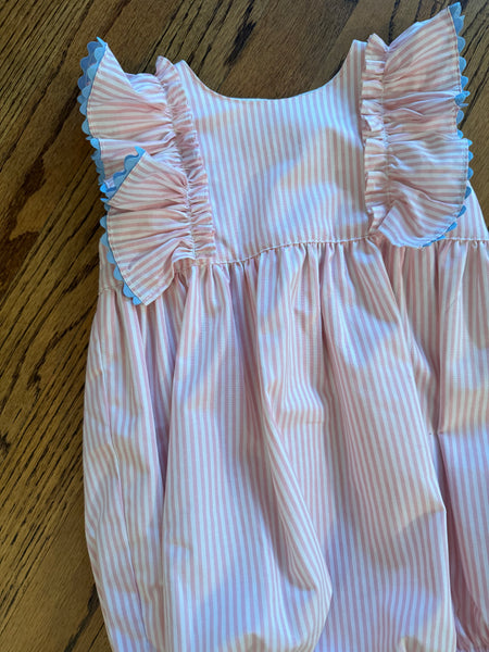 Love George Pink Stripe with Blue Ric Rac Bubble/Dress