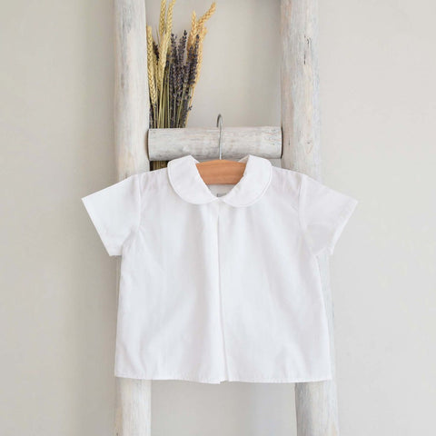 Pukatuka Short Sleeve Peter Pan Cotton Shirt- White